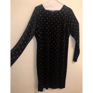 Black velvet rhinestone party dress